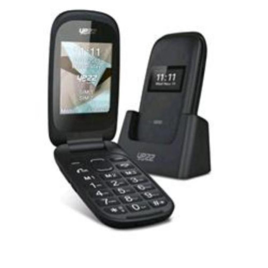 Yezz z51 dual sim 2.4 senior phone clamshell tasto sos bluetooth basetta di ricarica inclusa italia black