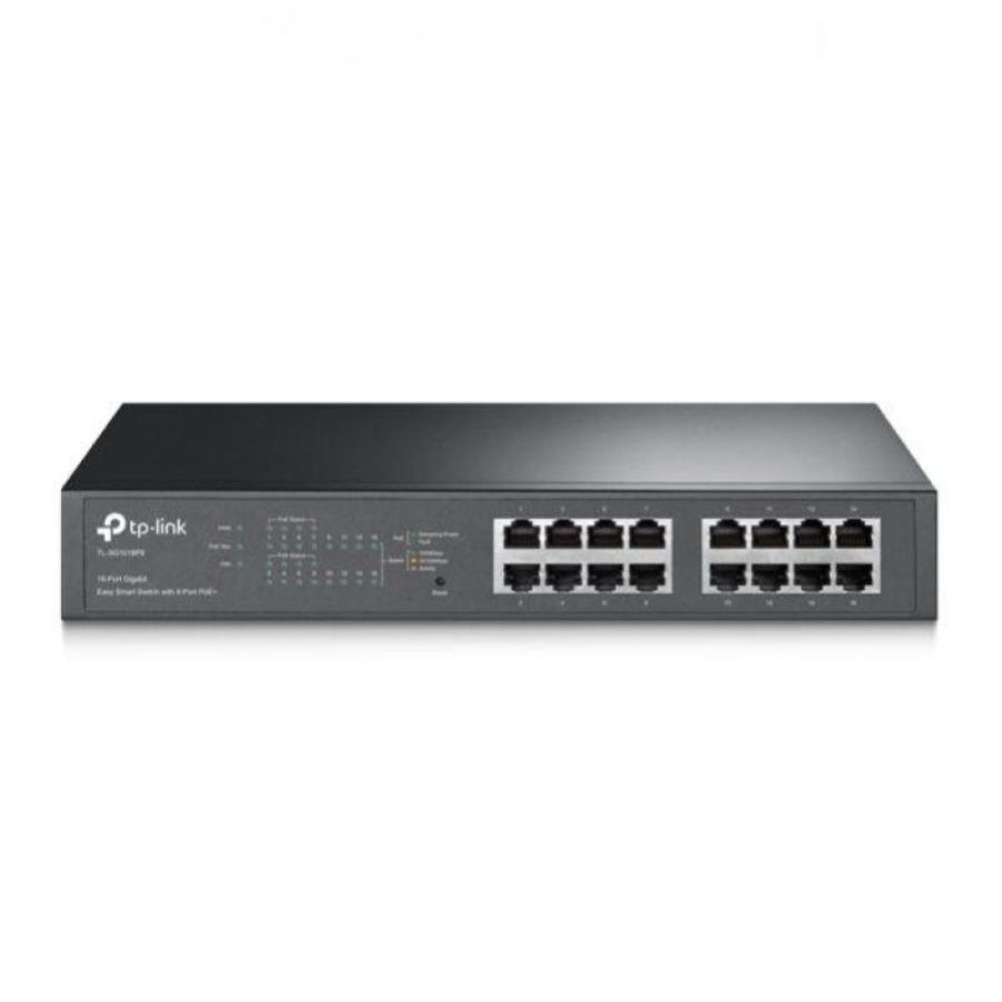 Tp-link easy smart tl-sg1016pe switch intelligente 8 x 10-100-1000 (poe+) + 8 x 10-100-1000 desktop, montabile su rack poe+ (110 w)