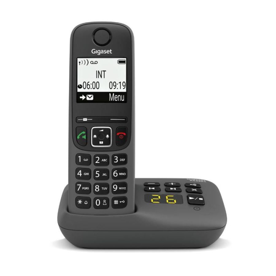Gigaset as490a cordless display 2`` vivavoce rubrica segreteria nero