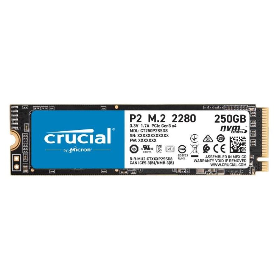 Crucial p2 ssd 250gb m.2 nvme pci express 3.0