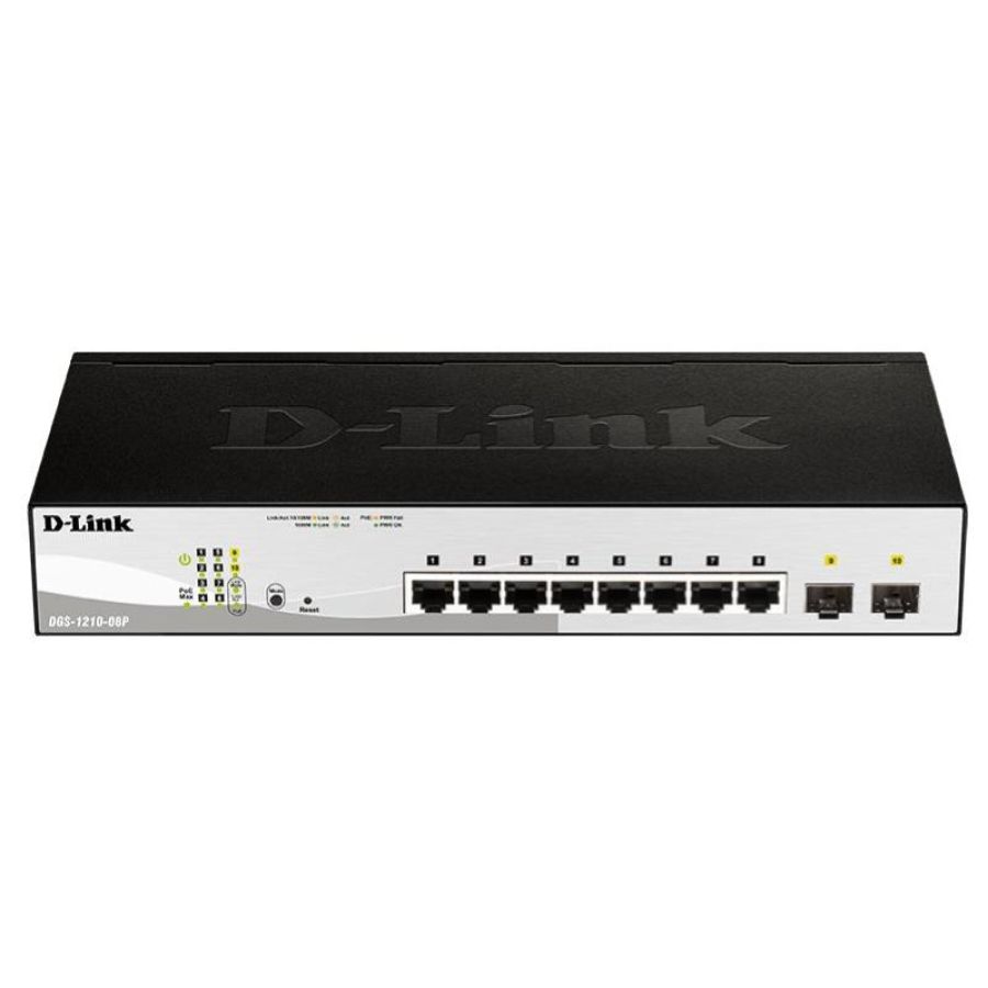D-link 8-port gb poe smart switch including 2 combo 1000baset-sfp