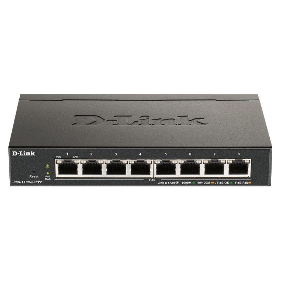 D-link dgs-1100-08pv2 smart switch gestito poe 8 porte gigabit poe a 64w supporto vlan
