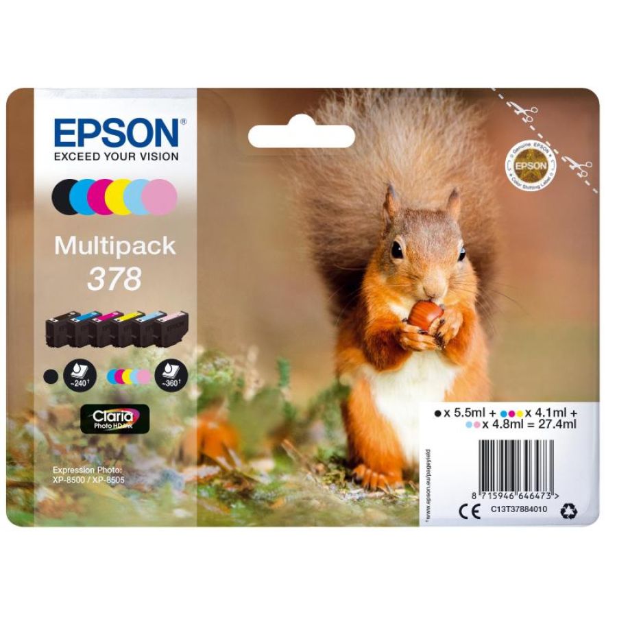 Epson multipack 378 cartucce ink nero + ciano + ciano chiaro + magenta + magenta chiaro + giallo