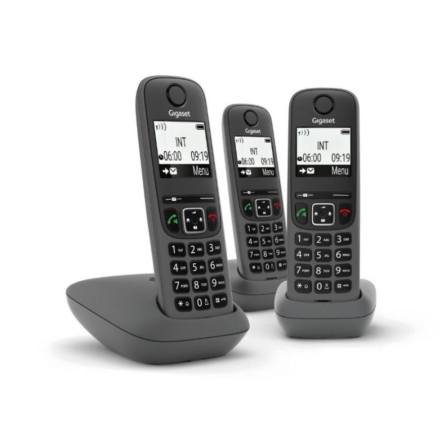 Gigaset as490 trio cordless dect + 2 aggiuntivi black