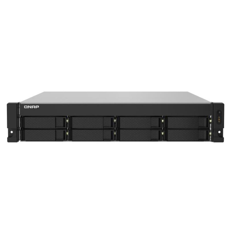 Qnap ts-832pxu-rp nas chassis rack 2u annapurna labs al324 1.7ghz ram 4gb-8 bay hdd/ssd 2.5/3.5-2 slot sfp+ 2xrj-45 black