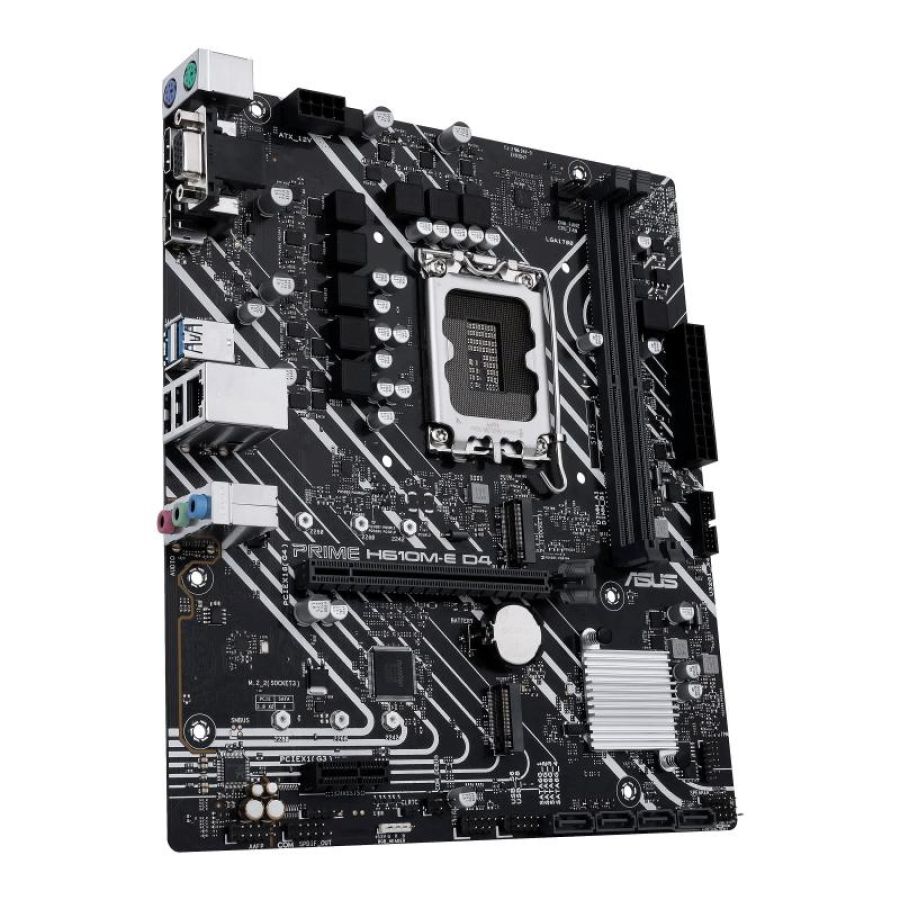 Asus prime h610m-e d4-csm scheda madre matx, intel h610, lga1700, ddr4, pci 4.0, realtek 1gb ethernet, realtek 7.1 surround, 2xm.2, 4xsata 6gb-s, usb 3.2 gen 1, armoury crate, nero
