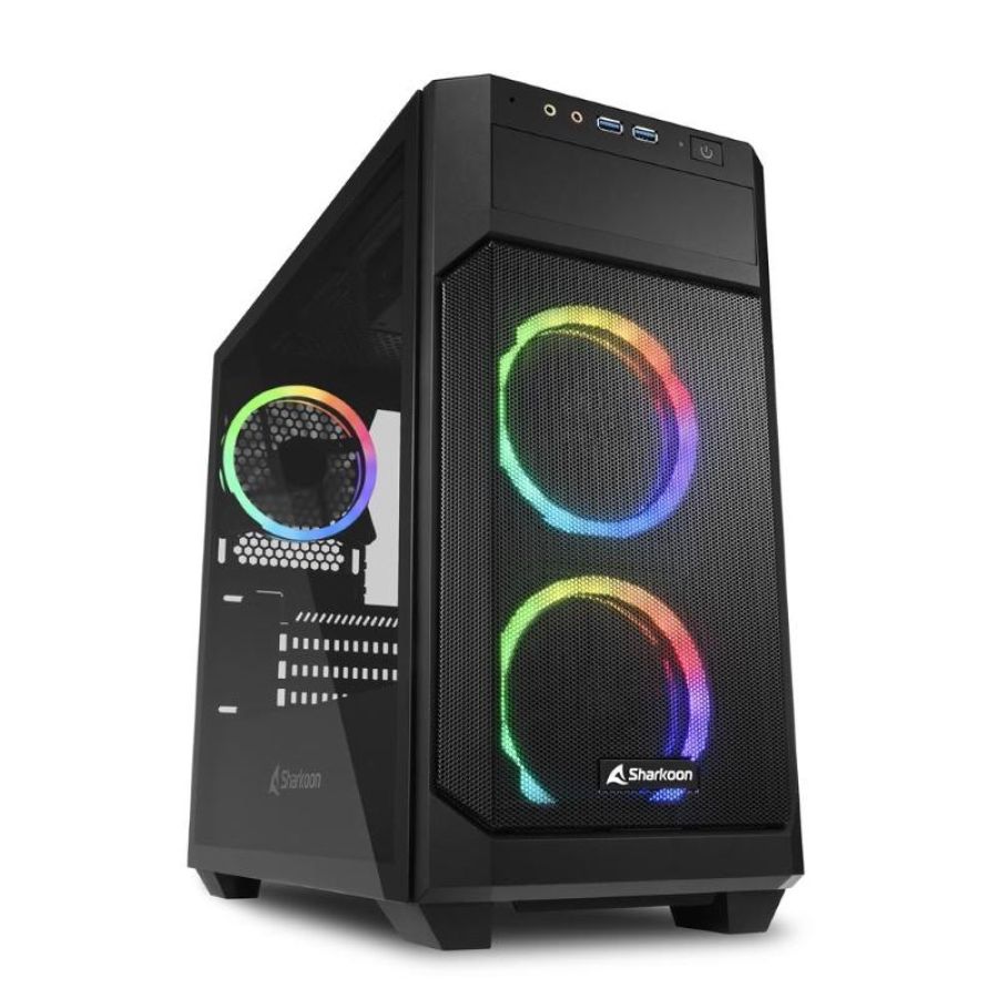 Sharkoon v1000 rgb case micro-atx 2xusb 3.0 vetro temperato 2x120mm fan front 1x120mm fan rear 4 slot espa