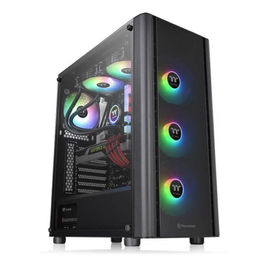 Thermaltake v250 tg argb casenmidi tower atx micro atx mini-itx pannello laterale in vetro temperato 2xusb 2.0 1xusb 3.0 3ventole argb 120mm 1 ventola 120 mm black
