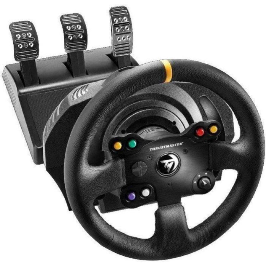 Thrustmaster tx racing wheel leather edition volante in pelle cucita a mano composto da <tx servo base+ 3tpa + tm leahter 28 gt wheel