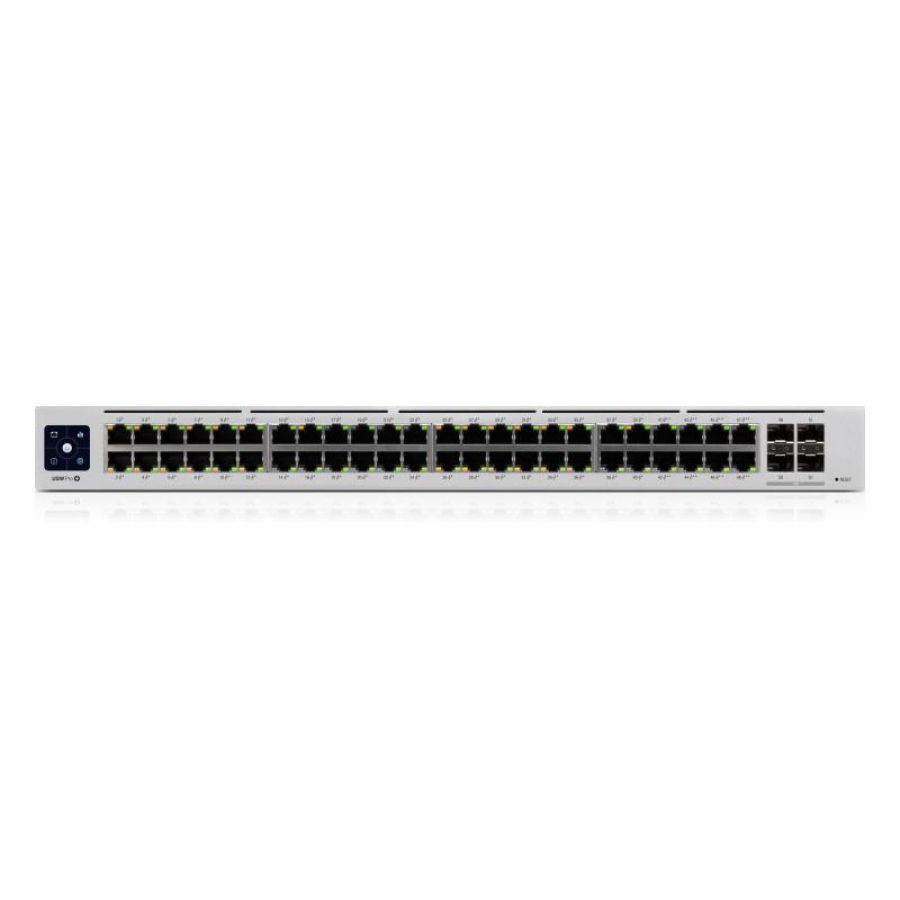 Ubiquiti usw-pro-48-poe-eu switch gestito l2/l3 48 porte gigabit 10/100/1000 di cui 40 porte poe+ 8 porte poe++ (poe 600 w) 4 porte sfp+ montabile a rack