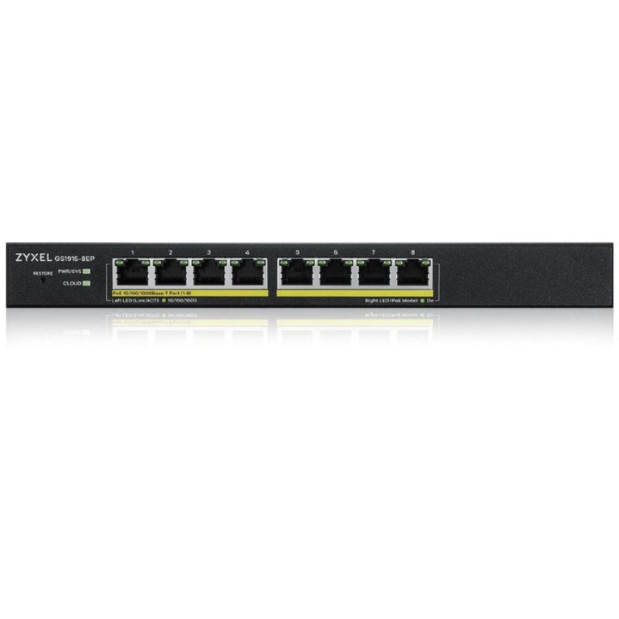 Zyxel gs1915-8ep-eu0101f switch gestito l2 8 x 10/100/1000 (poe+) poe+ (60 w) compatibile con nebulaflex