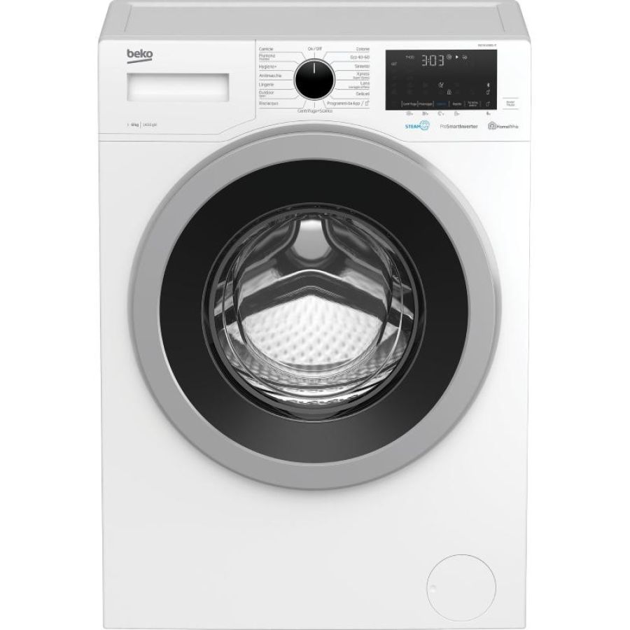 Beko wuy81436siit lavatrice carica frontale steamcure stainexpert gentlecare optisense classe energetica a+++ capacita` di carico 8kg centrifuga 1400 giri motore prosmart inverter