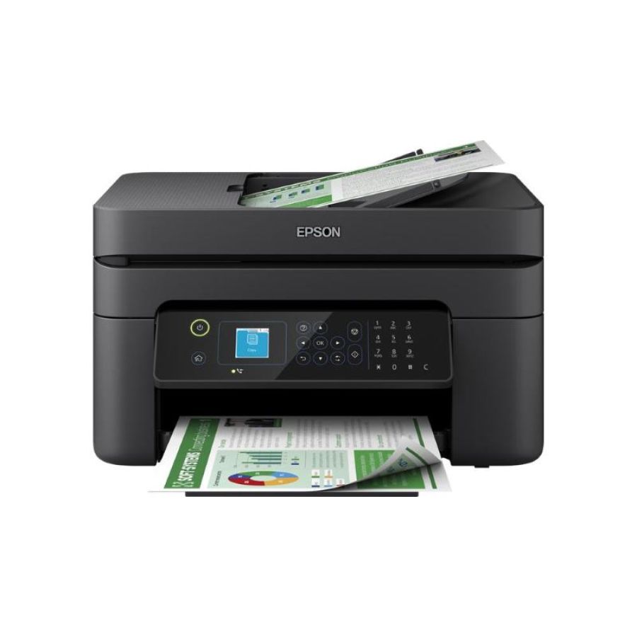 Epson wf-2930dwf stampante multifunzione a4 a getto d`inchiostro (stampa fronte retro, scansione, copia, fax) display lcd 3.7cm, adf, wifi, ethernet, stampa da mobile e su cloud, airprint