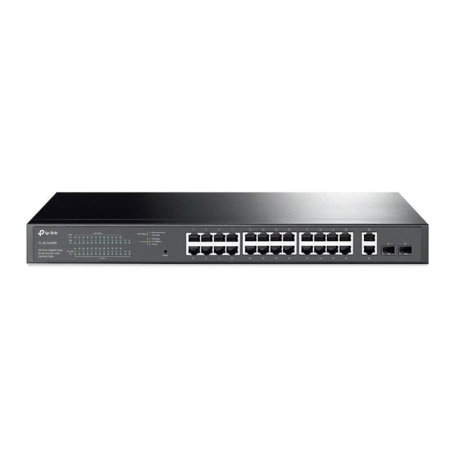 Tp-link tl-sg1428pe switch gestito gigabit 24 porte poe+ 10/100/1000mbps rj-45 poe+ e 2 slot sfp