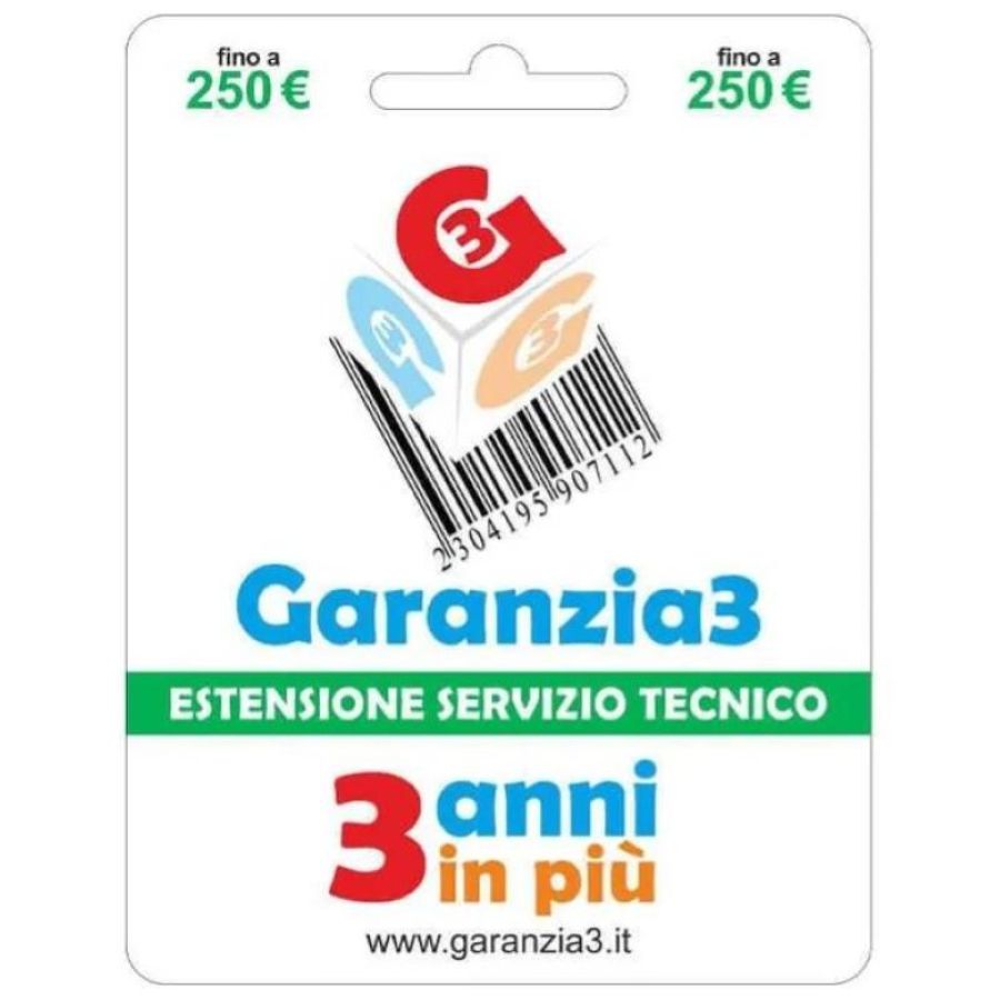 Garanzia3 estensione di servizio tecnico 3 anni in piu` con massimale di copertura a 250 euro