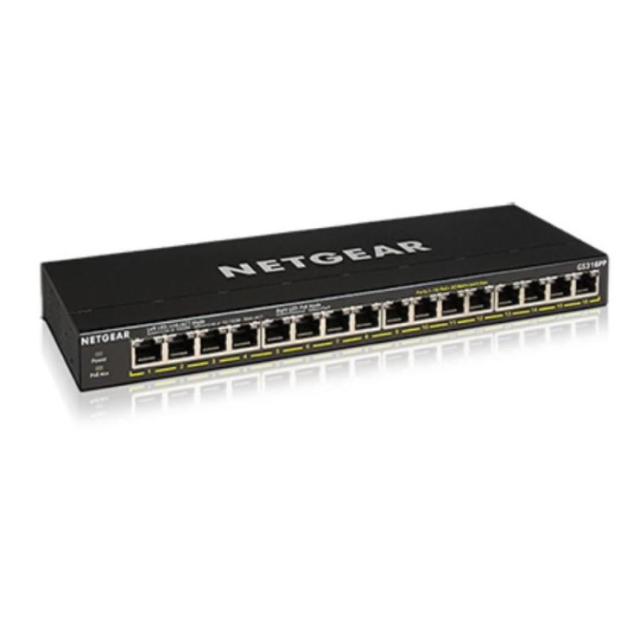 Netgear gs316pp switch 16 porte gigabit ethernet (10/100/1000) supporto power over ethernet (poe)