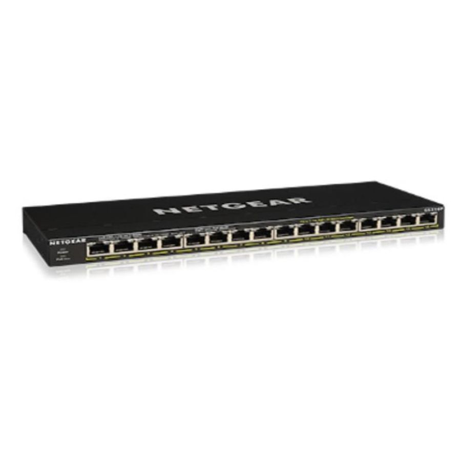Netgear gs316p switch 16 porte non gestito gigabit ethernet (10/100/1000) nero supporto power over ethernet (poe)