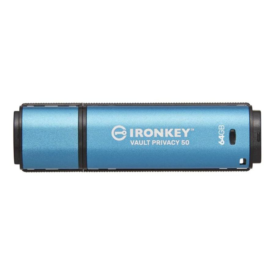 Kingston ironkey vault privacy 50 64gb chiavetta usb-a 3.2 gen 1 crittografato blu