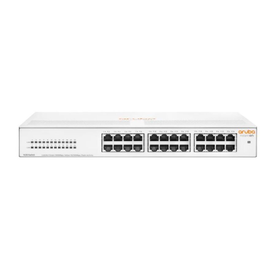 Hpe aruba instant on 1430 24g switch non gestito 24 x 10/100/1000 montabile su rack bianco