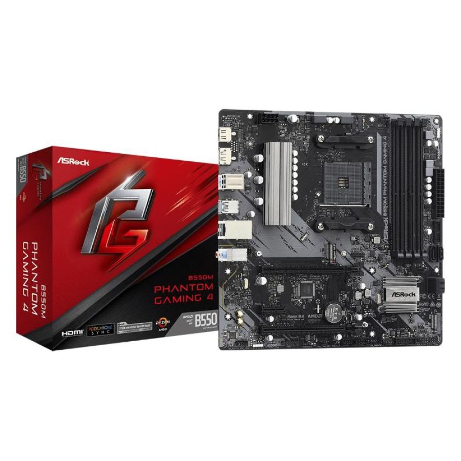 Asrock b550m phantom gaming 4 amd b550 socket am4 micro atx