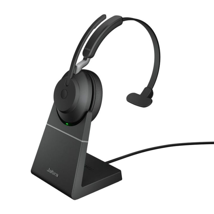 Jabra evolve2 65 cuffia monoaurale con microfono wireless uc supporto di ricarica adattatore bluetooth usb tipo a nero