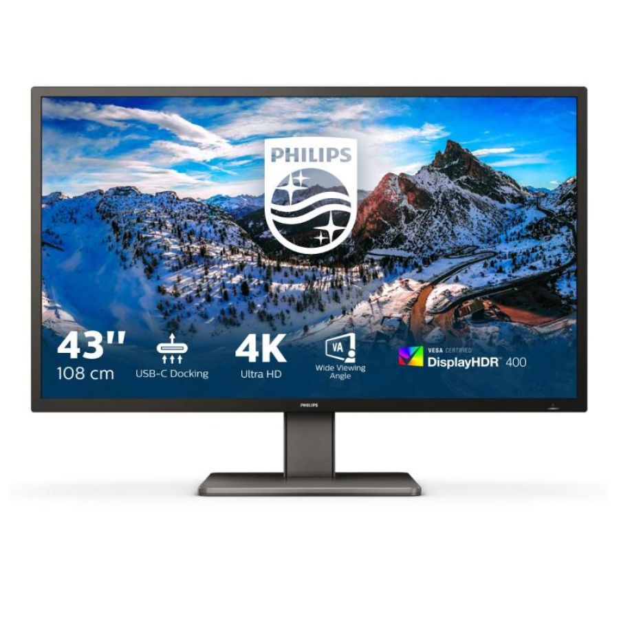 Philips p-line 39p1 43 led ultra 4k hd 60hz 4000:1 hdr400 4 ms 3xhdmi, displayport, usb-c 3840 x 2160