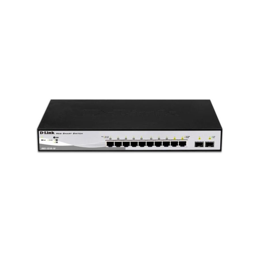 D-link dgs-1210-10 switch 10 porte lan rj-45 10/100/1000 2 porte uplink sfp colore nero garanzia italia