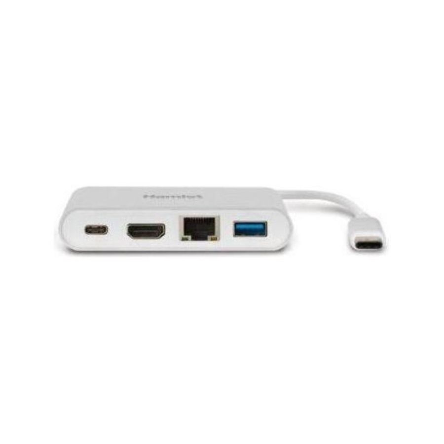 Hamlet hdkc-pd100 docking station usb-c power delivery 60w hdmi lan giga+ porta usb 3.0 usc type-c silver