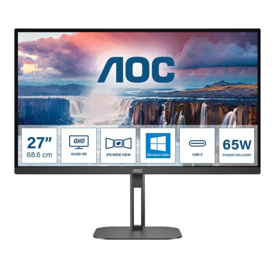 Aoc v5 q27v5n monitor pc 27`` 2560x1440 pixel quad hd led nero