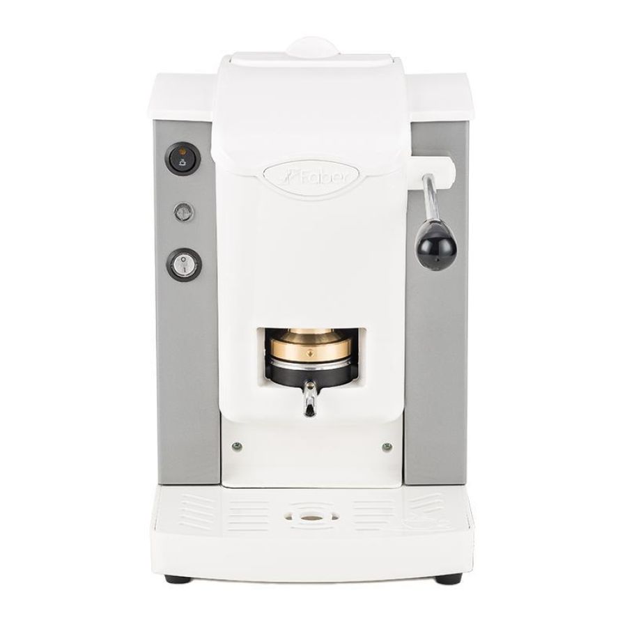 Faber slot plast macchina da caffe` a cialde 44 mm pressacialda in ottone telaio in metallo frontale in policarbonato bianco grigio