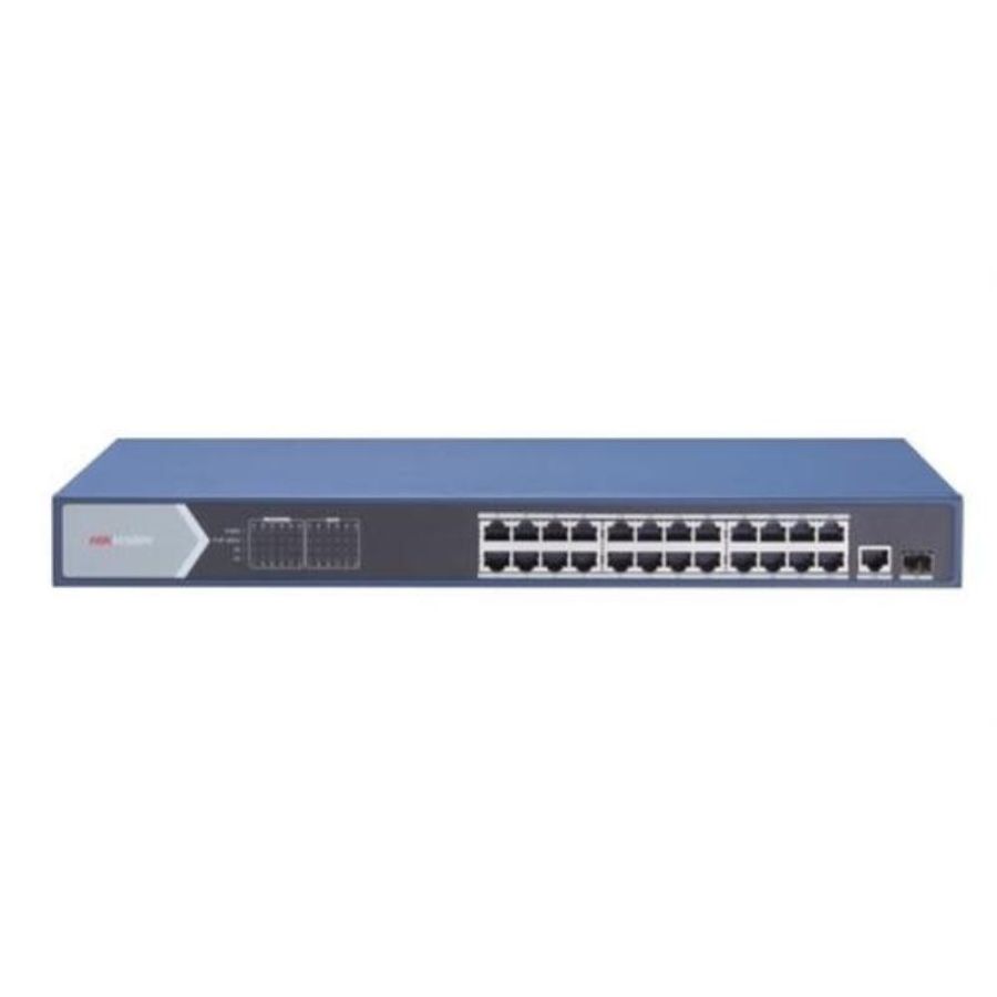 Hikvision ds-3e0526p-e switch di rete non gestito 24+1 porte rj-45 gigabit ethernet supporto poe blu