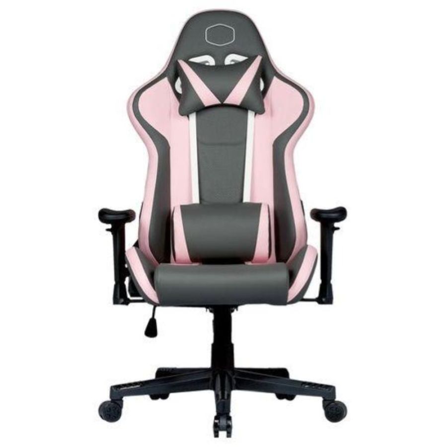 Cooler master poltrona gaming ergonomica in pu traspirante regolabile grigio rosa