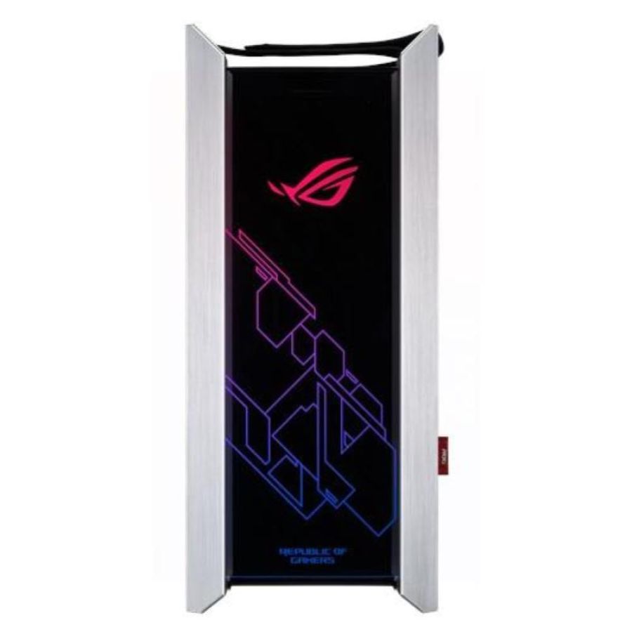 Asus rog strix helios white edition atx mid tower gaming case con tre pannelli di vetro temperato fume` e raffinata costruzione in alluminio spazzolato e tecnologia aura sync