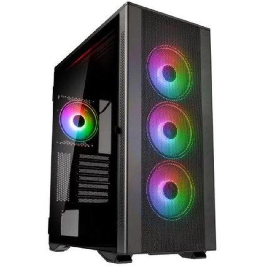 Kolink stronghold prism argb case middle tower atx eatx micro atx mini-itx pannello laterale in vetro temperato 2xusb 2.0 1xusb 3.1 4xventole argb installate grey