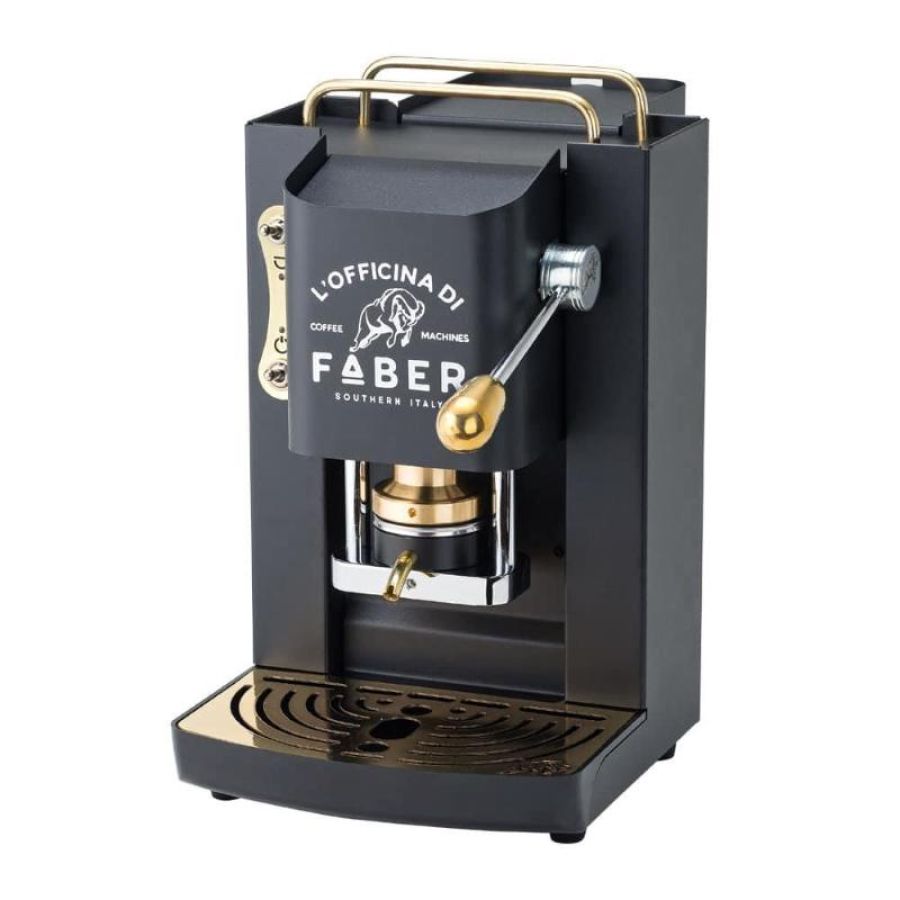 Faber pro deluxe macchina da caffÈ cialde 44mm 500w 15 bar 1.3lt mat black ottone