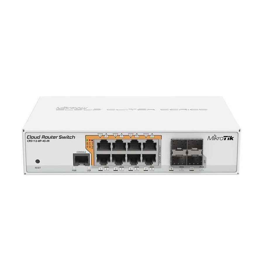 Mikrotik crs112-8p-4s-in switch di rete gigabit ethernet 10-100-1000 bianco supporto power over ethernet