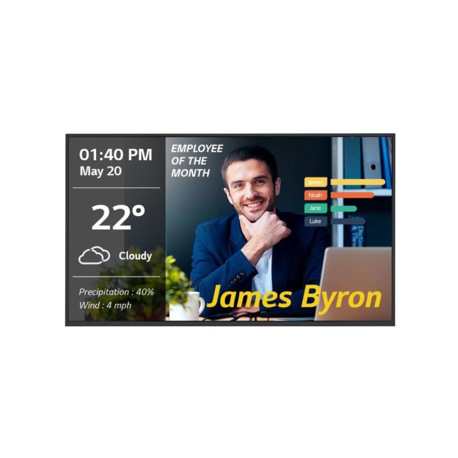 Lg 65um3dg-b visualizzatore di messaggi pannello piatto per segnaletica digitale 65 ips 350 cd/mÂ² 4k ultra hd nero processore integrato web os 18/7