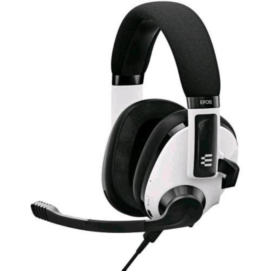 Epos sennheiser h3 hybrid cuffie gaming ad acustica chiusa bluetooth cuffie con microfono cavo usb-a e jack 3,5 mm per pc e console - doppio microfono leggere e multipiattaforma white