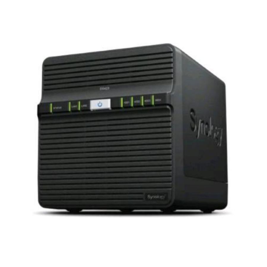 Synology ds423 nas chassis tower realtek rtd1619b-ram 2gb-4 bay hdd/ssd 2.5/3.5-2porte lan rj-45 10/100/1000/10000 mbps black
