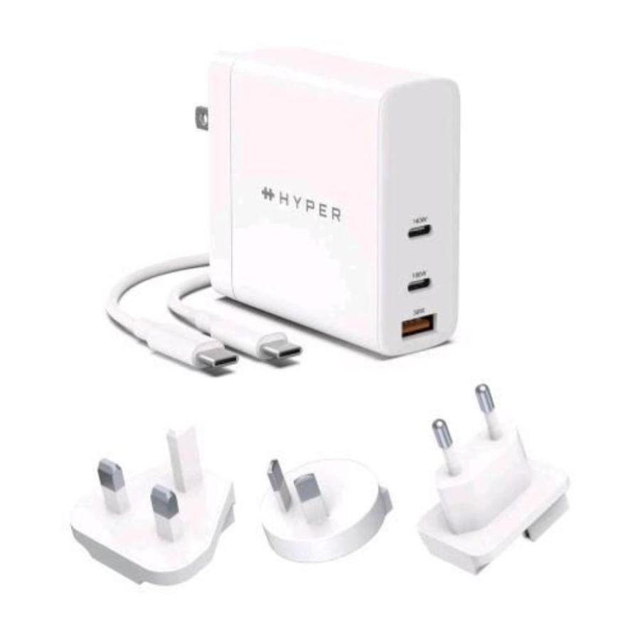 Targus hyperjuice gan caricabatterie da vrete pd 3.1 da 140w 2xusb-c 1xusb-a qc 3.0 bianco