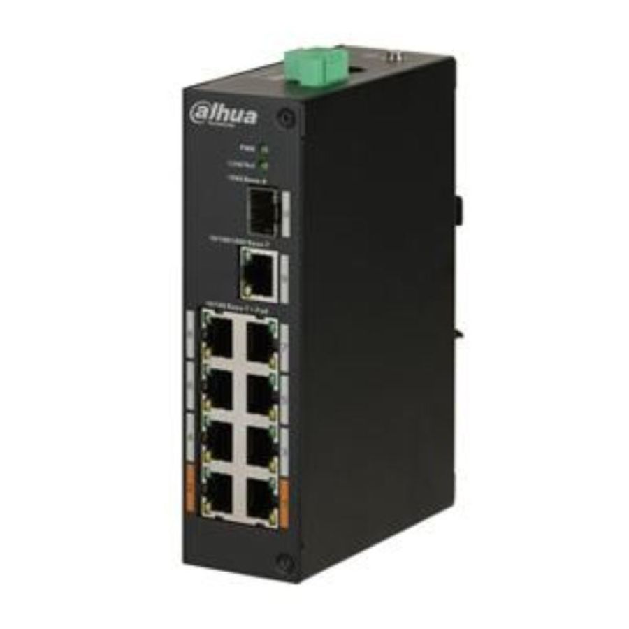 Switch 8p poe +1p sfp +1p gbit v2 unmanaged - industriale dahua