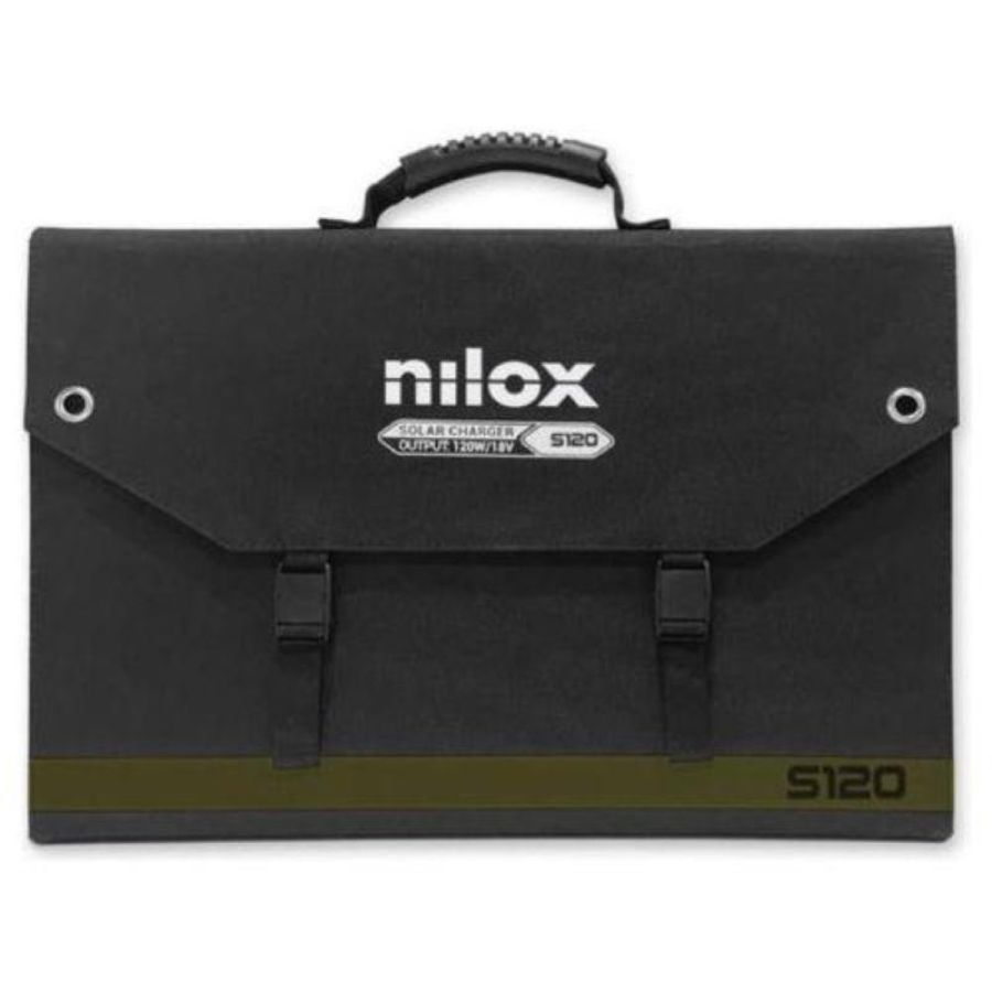 Nilox pannelli solari s120, pannello fotovoltaico monocristallino da 120w per gite fuoriporta e uso domestico, ricarica di devices a 5v, power station ed elettrodomestici se collegato con inverter