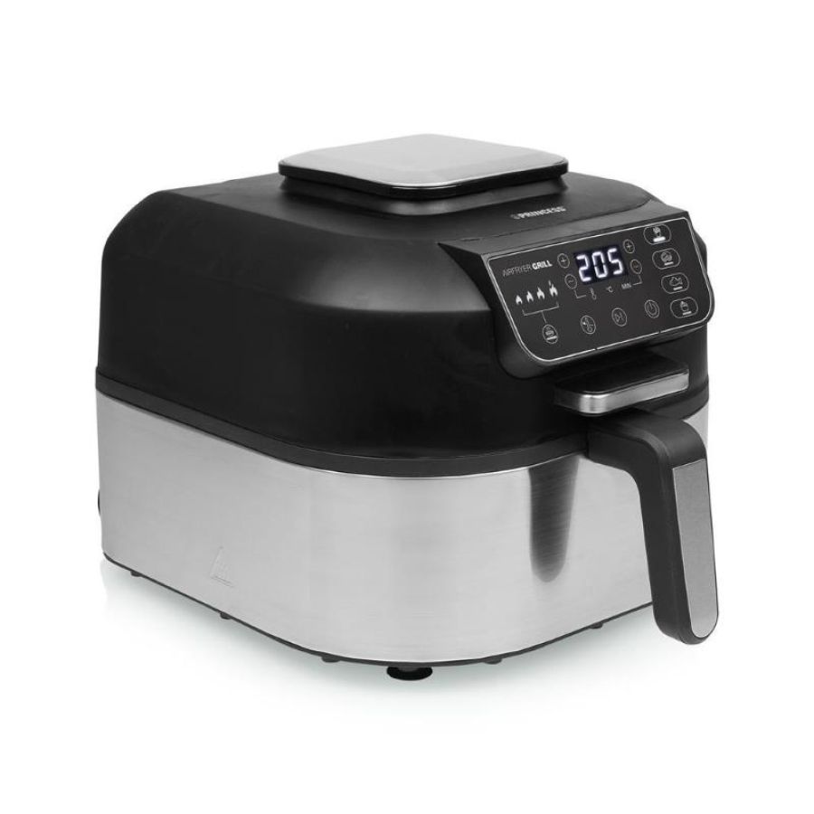 Princess 182092 grill aerofryer - friggitrice ad aria 5,6 l, 1760 w, grill integrato, display digitale, tecnologia di circolazione dell`aria calda, nero-inox