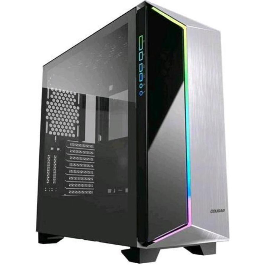 Cougar dark blader g premium mid tower gaming case in alluminio spazzolato e vetro pannello frontale con rgb e vetro laterale