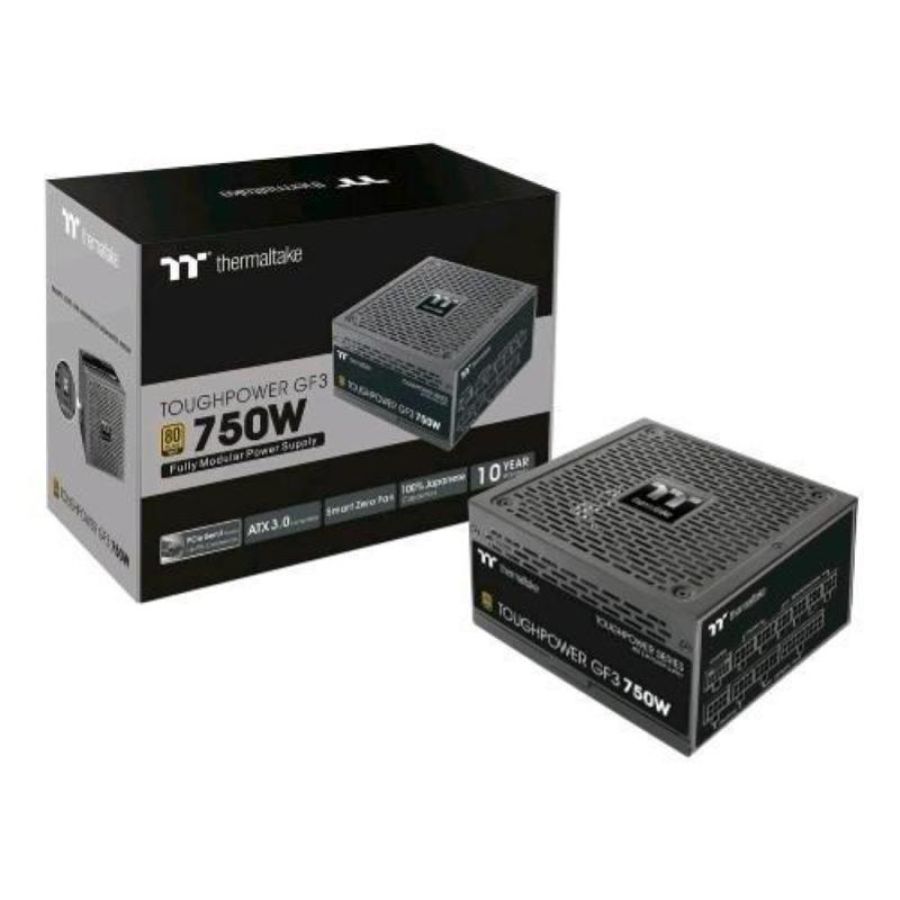 Thermaltake toughpower gf3 alimentatore pc 750w 80 plus gold completamente modulare atx 3.0 ventola silenziosa 140 black
