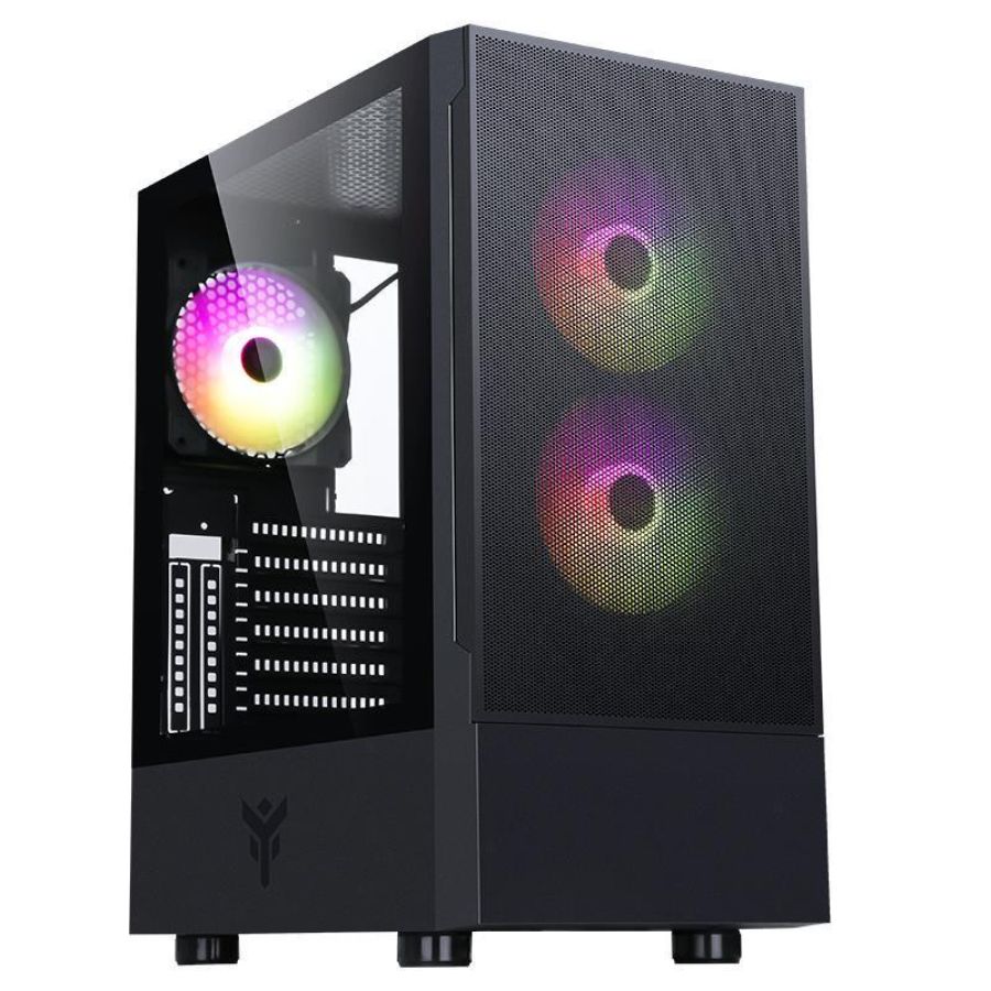 Itek siisbe 3.0 gaming midi tower nero 3x12cm argb fan usb3