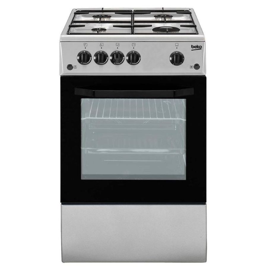 Beko css42014fs cucina a gas forno elettrico con grill 4 fuochi capacita` 54 litri classe energetica a 50 cm silver