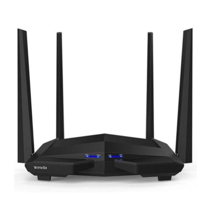 Tenda router wi-fi dual band ac1200 wireless 4 porte gigabit parental control e rete ospiti iptv vpn server ipv6 wps nero