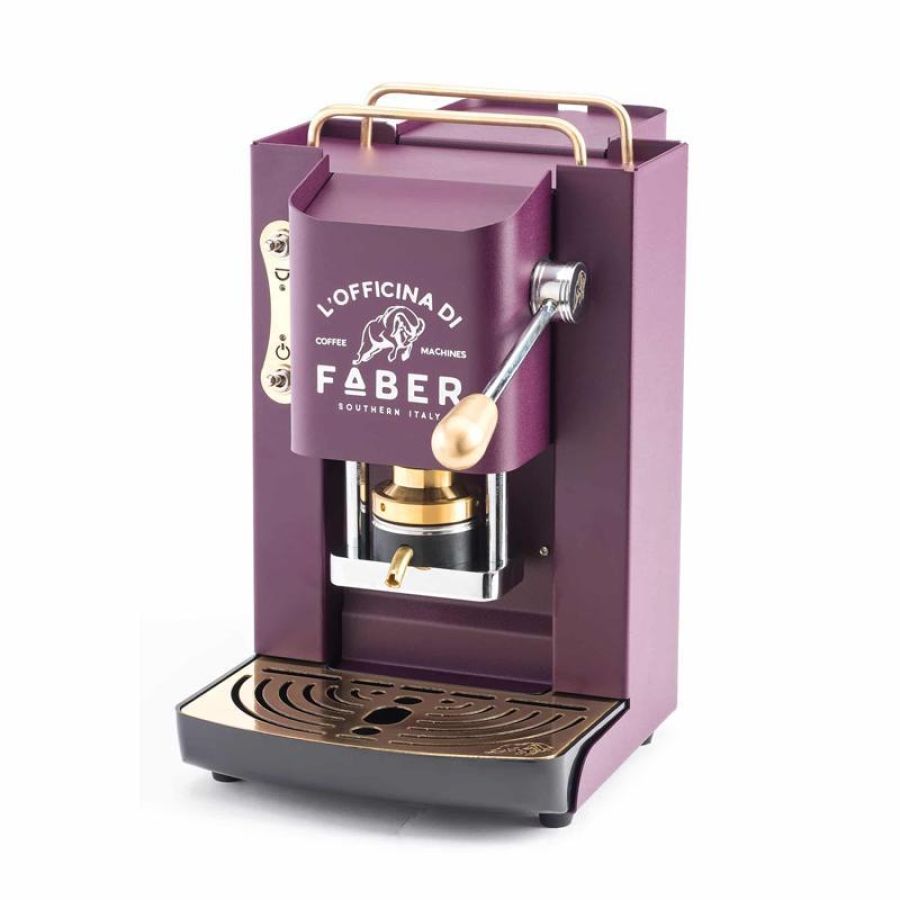 Faber pro deluxe macchina da caffe` 500w pressacialda in ottone elettrovalvola e termostato 95 telaio in acciaio sebatoio 1.3 lt viola