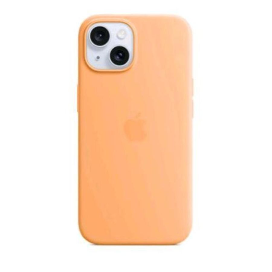 Apple iphone 15 custodia magsafe in silicone orange sorbet